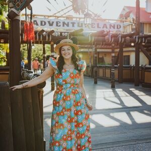 Baevely SET - Floral Blue and Orange Women's Skirt and top